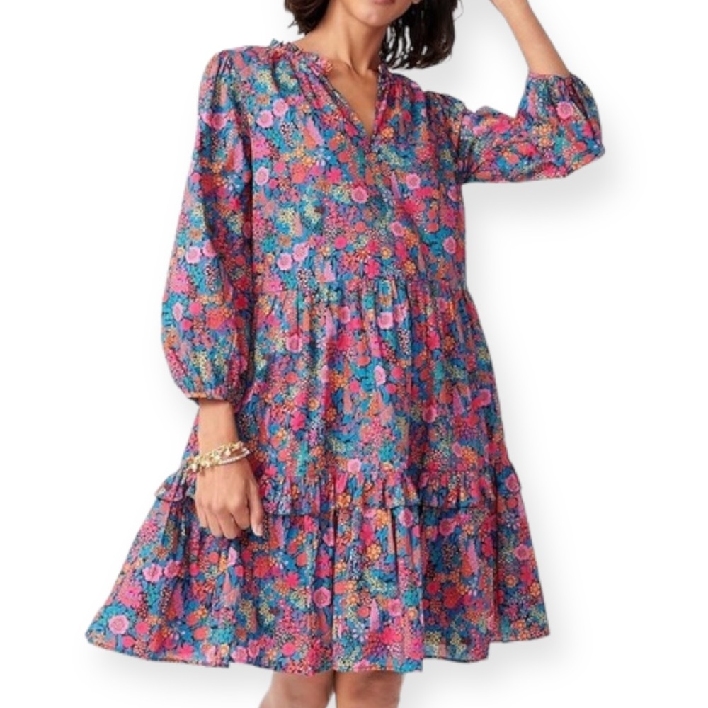 J. Crew • Ruffleneck Tiered Popover Dress in Liberty® Ciara Print NWT